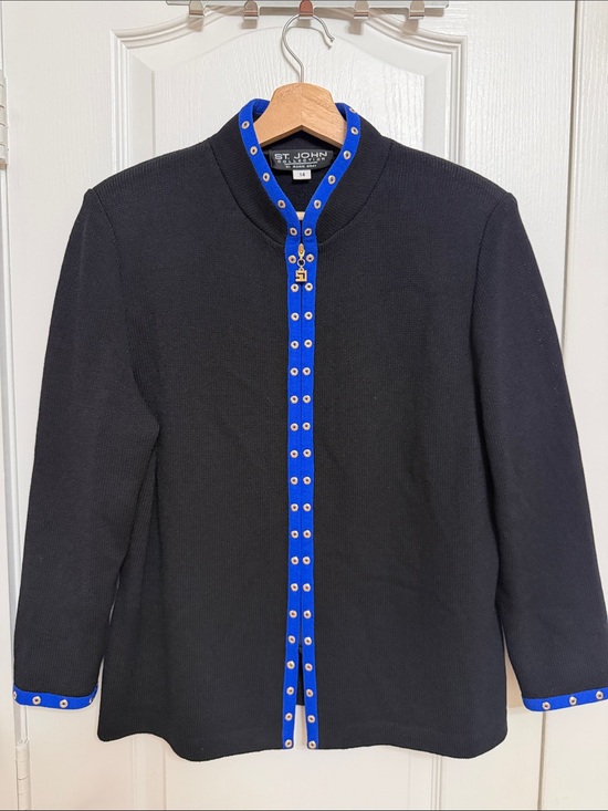 St. John Jackets & Blazers - St. John Black Jacket with Royal Blue Trim